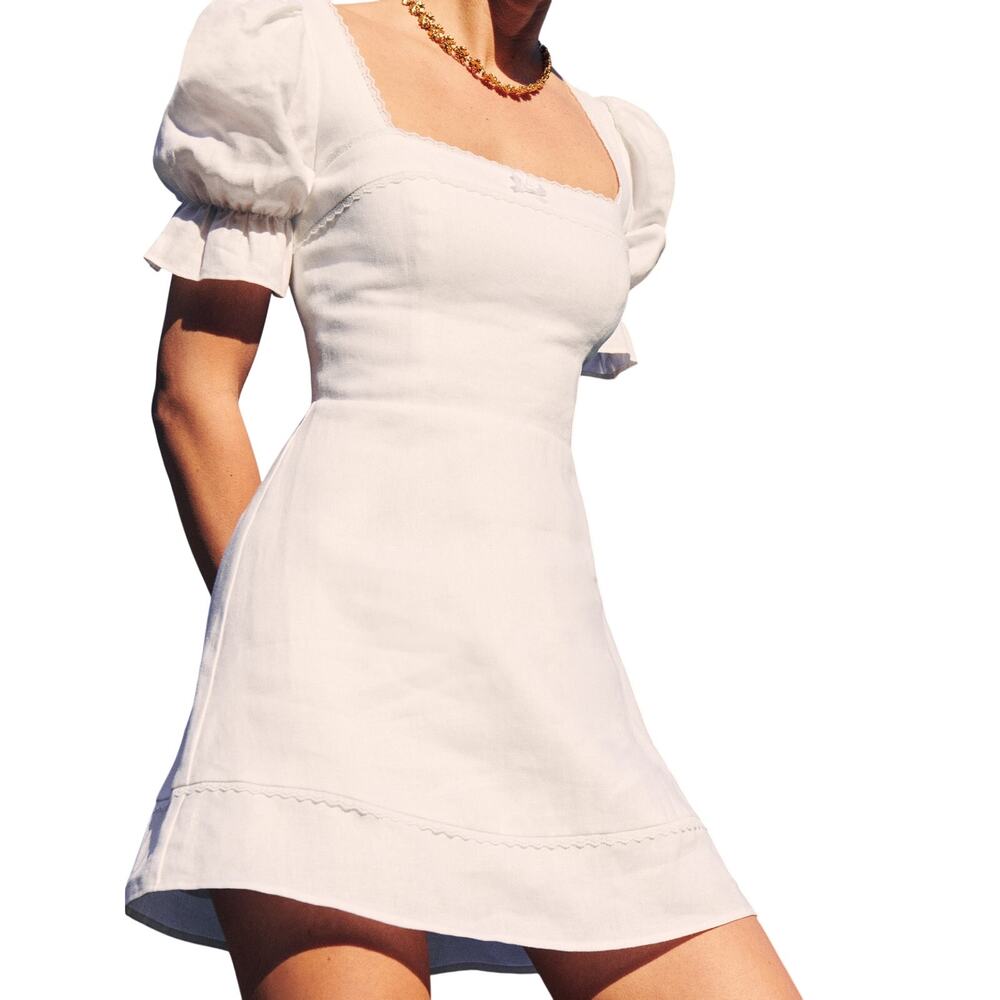Reformation Linen White Evianna Dress Size 6